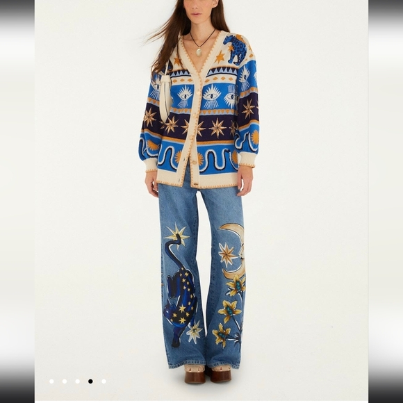 Farm Rio Mixed Mystical Ainika Buttoned Knit Cardigan - Picture 3 of 7